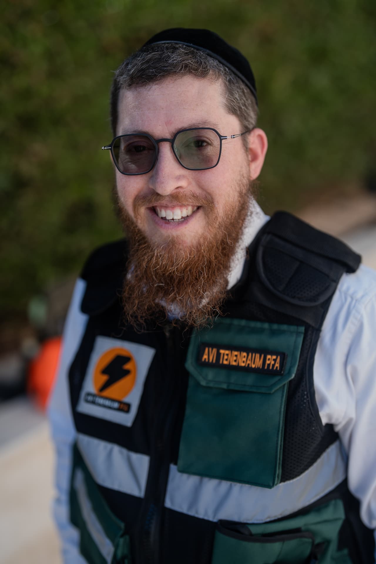 Avi Tenenbaum on the field in his crisis-response vest