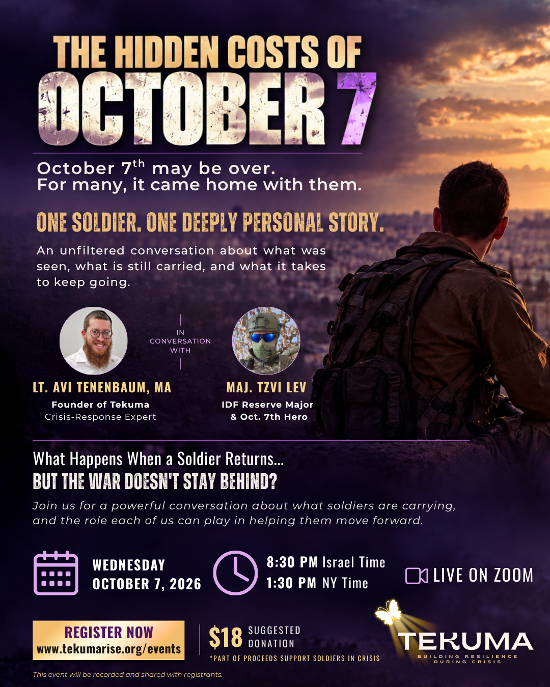 Poster for The Hidden Costs of October 7 — Avi Tenenbaum in conversation with IDF Reserve Major Tzvi Lev